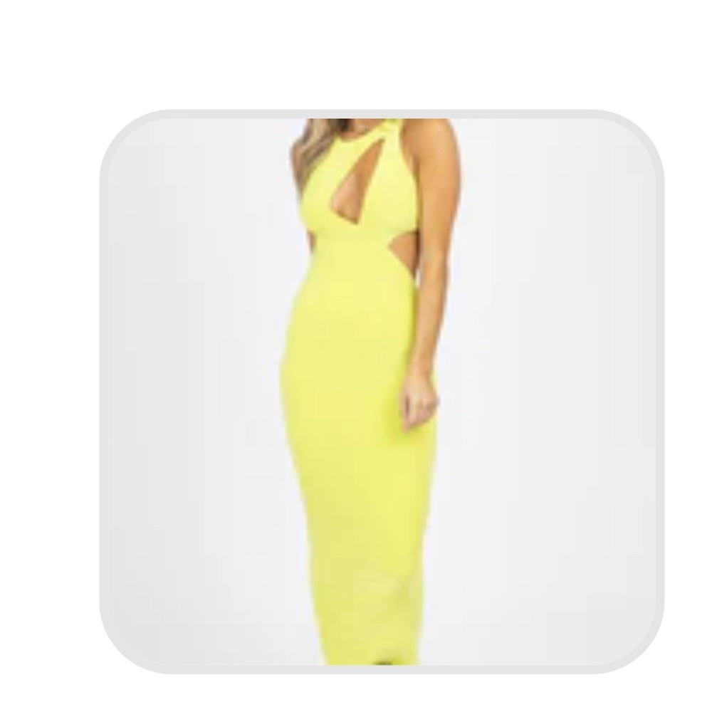 LIME ASYMMETRIC CUTOUT MAXI DRESS